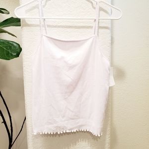 White Adjustable Spaghetti Strap Tank